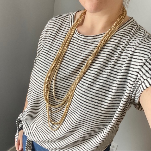 CALVIN KLEIN NWOT Striped Cropped Tie-Hem Top - Picture 5 of 6